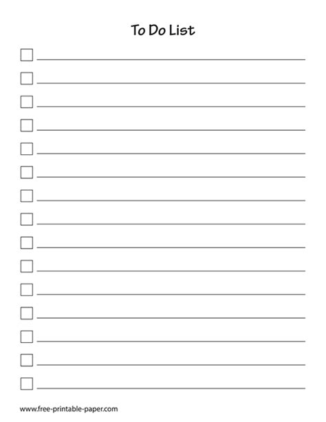 Printable To Do Checklist To Do List Template Free Printable Paper