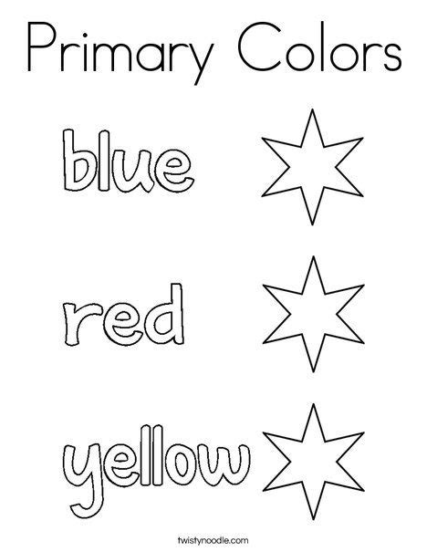 Primary Colors Coloring Page Twisty Noodle Color Worksheets For