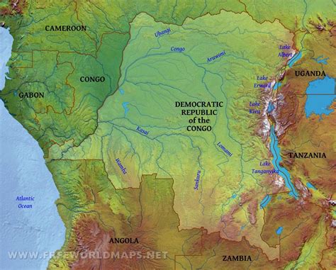 Congo Democratic Republic Physical Map