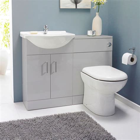 Cove 1050mm Light Grey Vanity Unit Cloakroom Suite Victorian Plumbing