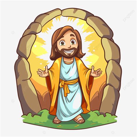 Jesus Risen Vector Sticker Clipart Jesus Walking Out Of The Cave With