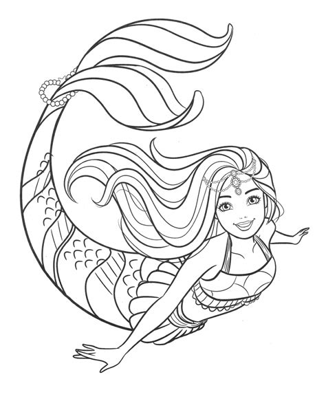 Have fun while helping your kid color these doll coloring pages. Beautiful mermaid Barbie coloring pages - YouLoveIt.com