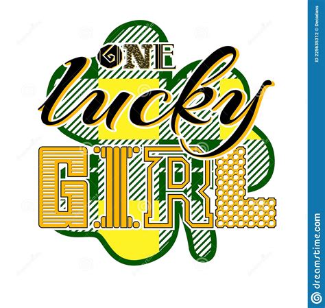 Lucky Girl Hand Drawn Lettering With Golden Horseshoe Can Be Used As T