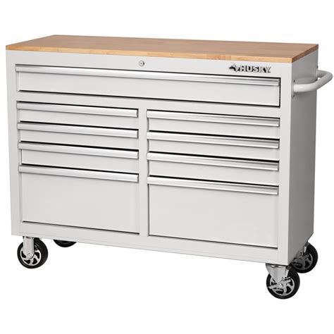 Husky Standard Duty 46 Inch W 9 Drawer Mobile Workbench With Solid Wood