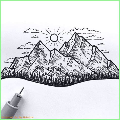 Art Sketches Easy Drawing Mountain Landscape Mountain Drawing
