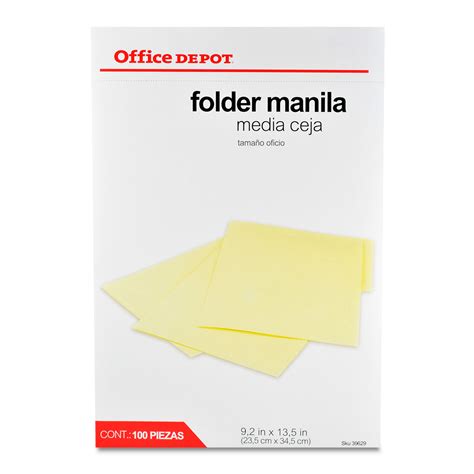 Folder Oficio Office Depot Manila 100 Pzs Office Depot Mexico