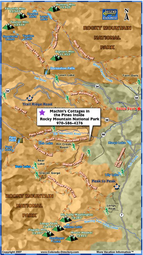 Rocky Mountain National Park Hiking Trails Map Colorado