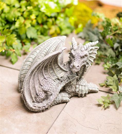 Indooroutdoor Resin Dragon Sculpture With Look Of Carved Stone Wind