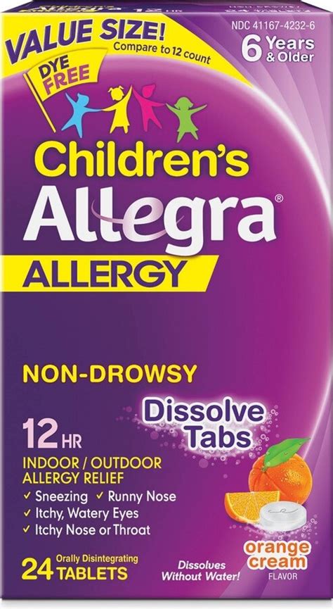 Childrens Allegra Allergy Relief Dissolving Tablets Fexofenadine