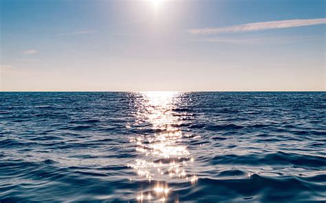 Hd Wallpaper Sea Blue Wave Sunshine Ocean Water Sky Horizon