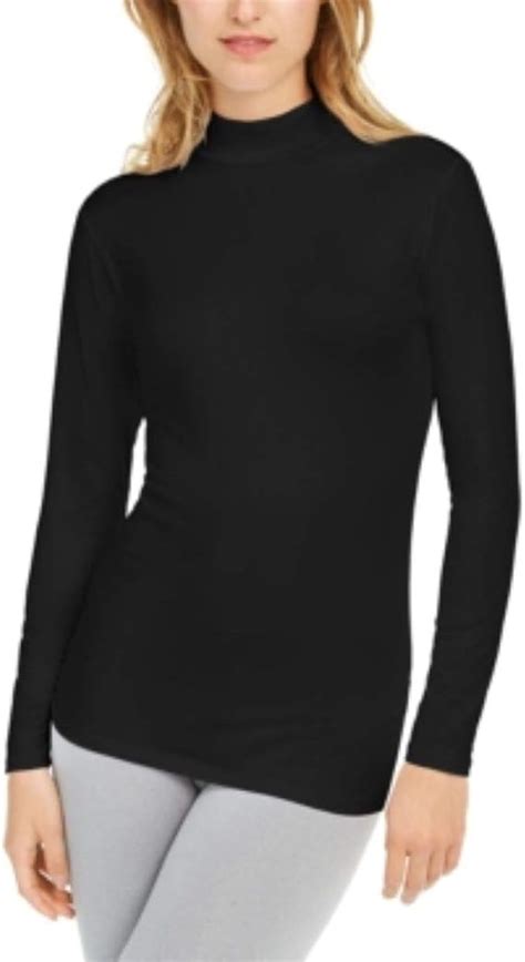 32 Degrees Heat Womens Cozy Warm Turtleneck Top Black S Clothing