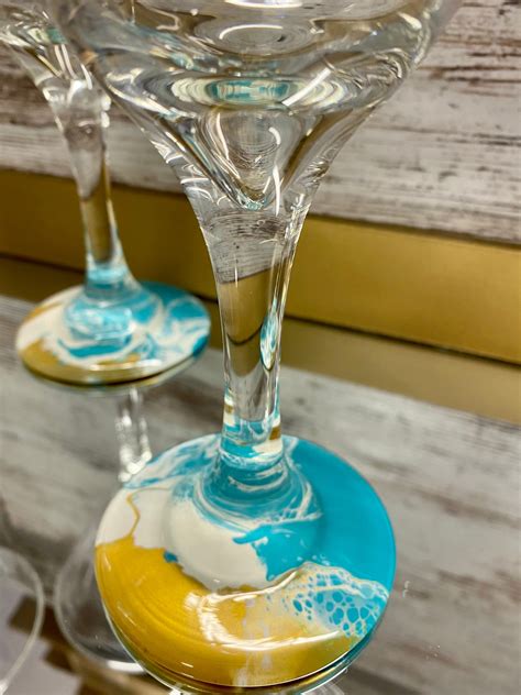 Ocean Theme Martini Glasses Set Of 4 Martini Glasses Ocean Etsy