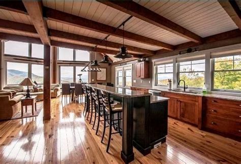 Therefore, post and beam home construction allows for open floor plans and a great deal of flexibility in the placement of interior walls. A smaller post and beam mountain lodge lives large