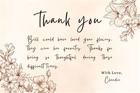 Funeral Thank You Notes Sample Wording