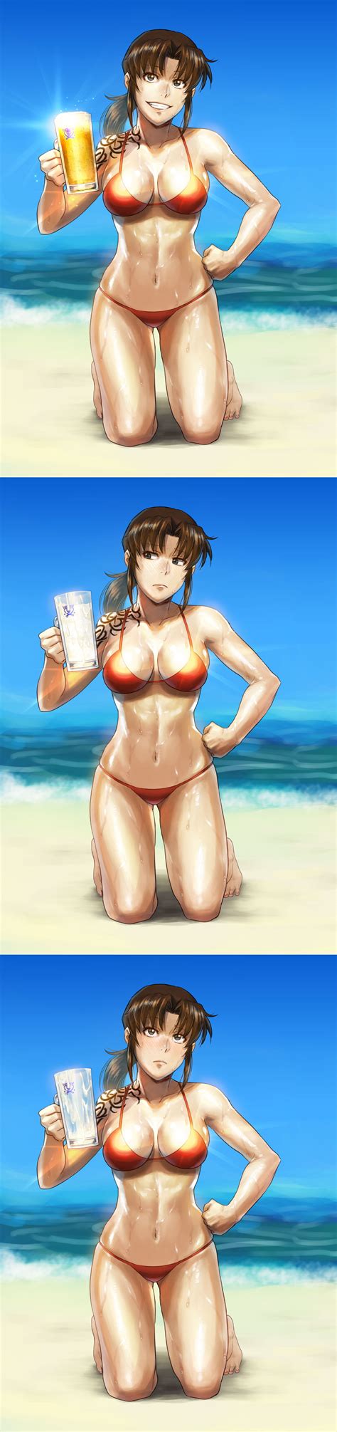 Rule 34 Azasuke Beach Beer Big Breasts Bikini Black Lagoon Breasts