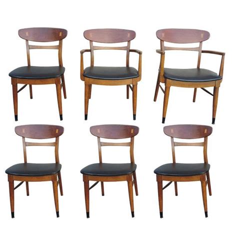 Lane rhythm mid century round dining table. Lane Acclaim Set of 6 Dovetail Dining Chairs 2 w/ Arms Mid ...