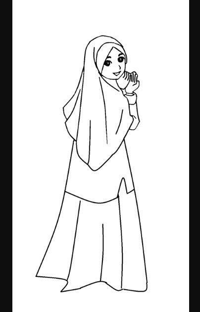 Kartun Wanita Muslimah Hitam Putih 444x444 Download Hd Gambar