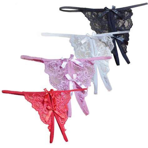 New Fashion Women Sexy Open Fork Thong G Strings Transparency Lace