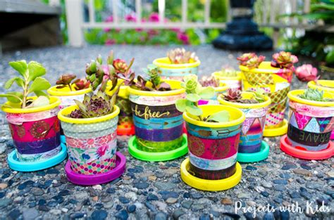 Mini Plant Pots With Nice Decorations Eco Friendly Spring Craft Idea