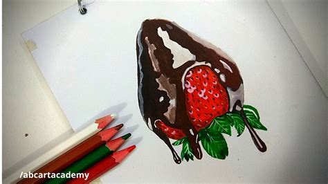 how to draw a realistic strawberry with chocolate days 3 12 days challenge youtube