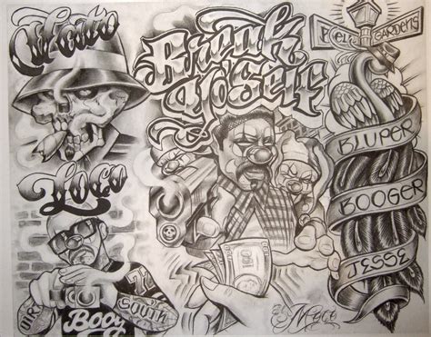 Tattoo Flash by Boog Татуировки зарисовки 191 фото Chicano