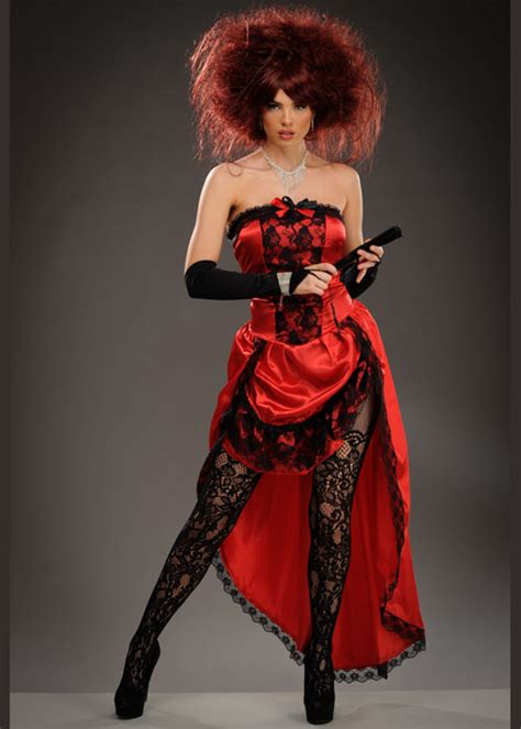 Womens Can Can Red Burlesque Dancer Costume 849818456484565