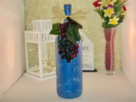 Wildflower Blue With Grapes By Thebottleartcompany On Etsy
