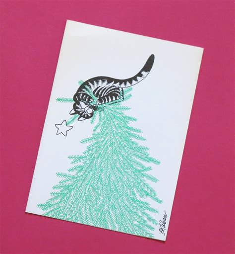 Vintage Christmas Greeting Card Cat On Tree B Kliban Flickr