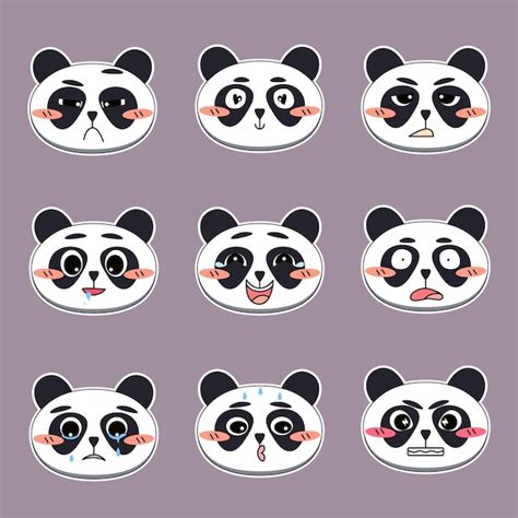 Premium Vector Set Of Cute Panda Faces With Different Facial
