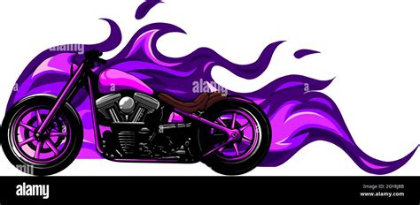 Custom Motorcycle With Flames Stock Photo Alamy