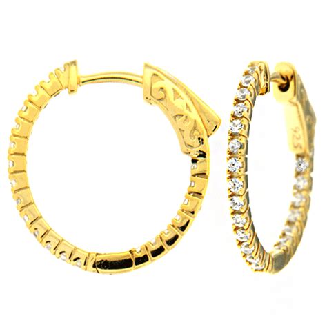 Small Round Silver Hoop Earrings With Czs And Secure Lock Mechanism