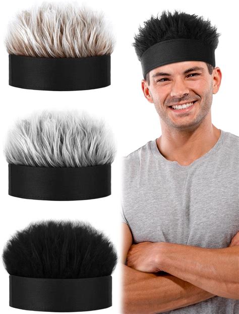 3 Pcs Mens Novelty Hair Hats Spiked Funny Golf Visors
