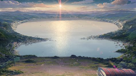Lake Under Golden Hour Makoto Shinkai Kimi No Na Wa Anime Hd