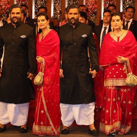 Sunil Shetty With Wife Mana Shetty At Isha Ambanis Wedding Last Night Sunilshetty Manashetty