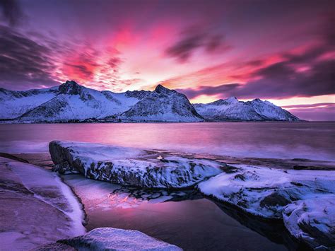 Steinfjord Winter View At Sunset In Senja Norway Photograph By