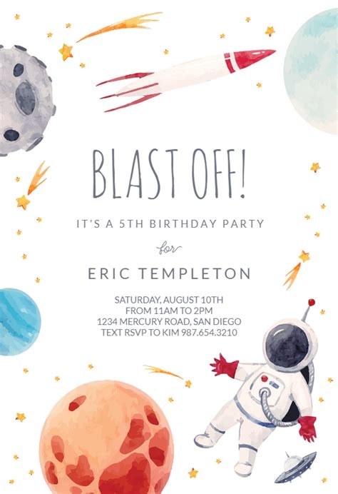 Outer Space Birthday Invitation Template Artofit