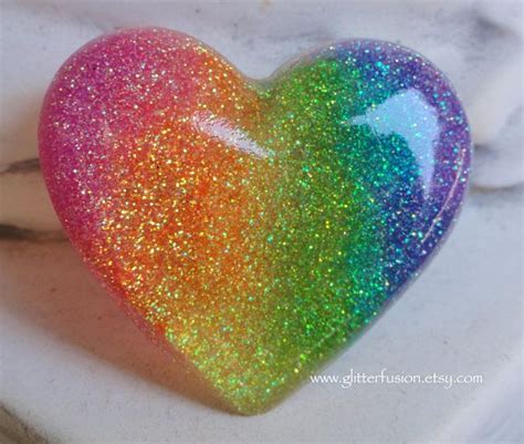 Rainbow Ombre Resin Heart Ring Big Ombre Rainbow Heart Resin Crafts
