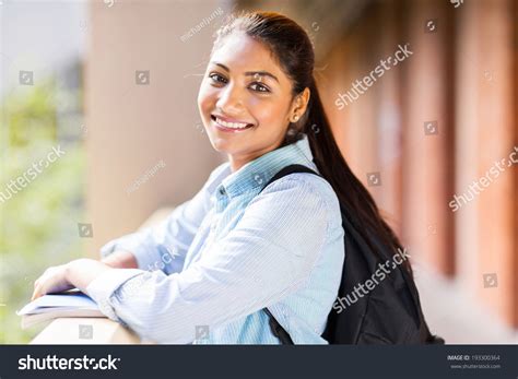 Cute Indian College Girl Standing By Stock Photo 193300364 Shutterstock