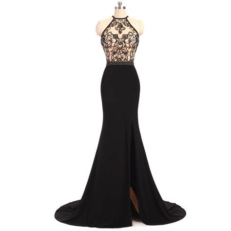 Sexy Front Split Evening Dress Mermaid Long Form Dress Women Black Spandex Form Dresses Prom