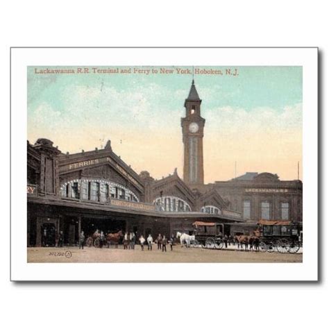 Train And Ferry Terminal Hoboken Nj 1912 Vintage Postcard