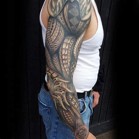 75 Tribal Arm Tattoos For Men Interwoven Line Design Ideas Cool