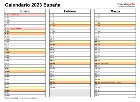 Calendario 2023 Y 2024 En Word Excel Y Pdf Calendarpedia