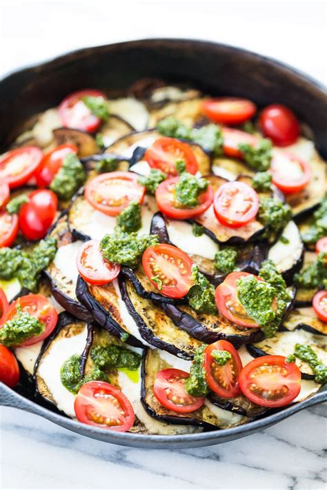 Grilled Eggplant Mozzarella Stacks With Pesto And Tomatoes Recipe