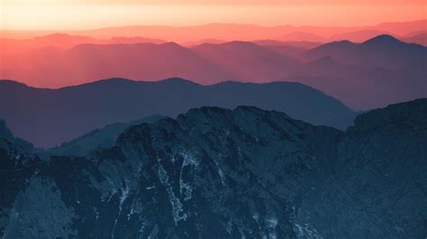 Download 1366x768 Wallpaper Calm Horizon Sunset Mountains Tablet