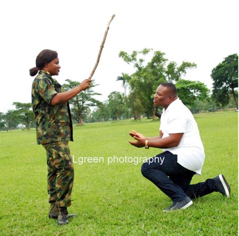 check out this lovely pre wedding photos of a female nigerian soldier and her civilian man
