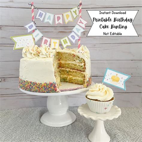 Happy Birthday Mini Cake Bunting Printable Cake Banner Cake Etsy In