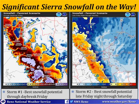 Noaa Winter Storm Warning Issued In California 1 2 Feet Of Snow