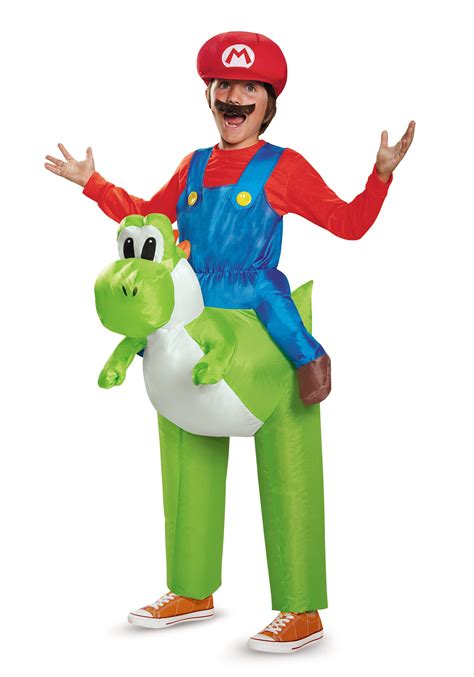 Fantasia De Criança Mario Bross E Yoshi Mario Riding Yoshi Child C