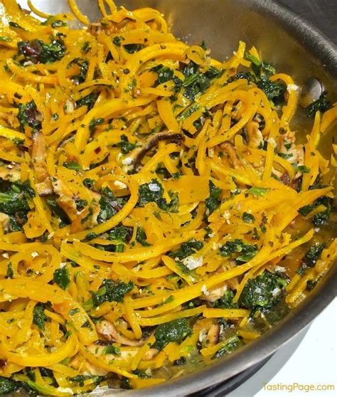 Butternut Squash Noodles With Spinach And Mushrooms Gluten Free