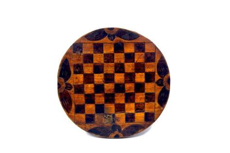 Vintage Wooden Checker Board Game Hand Carved Checker Board Etsy